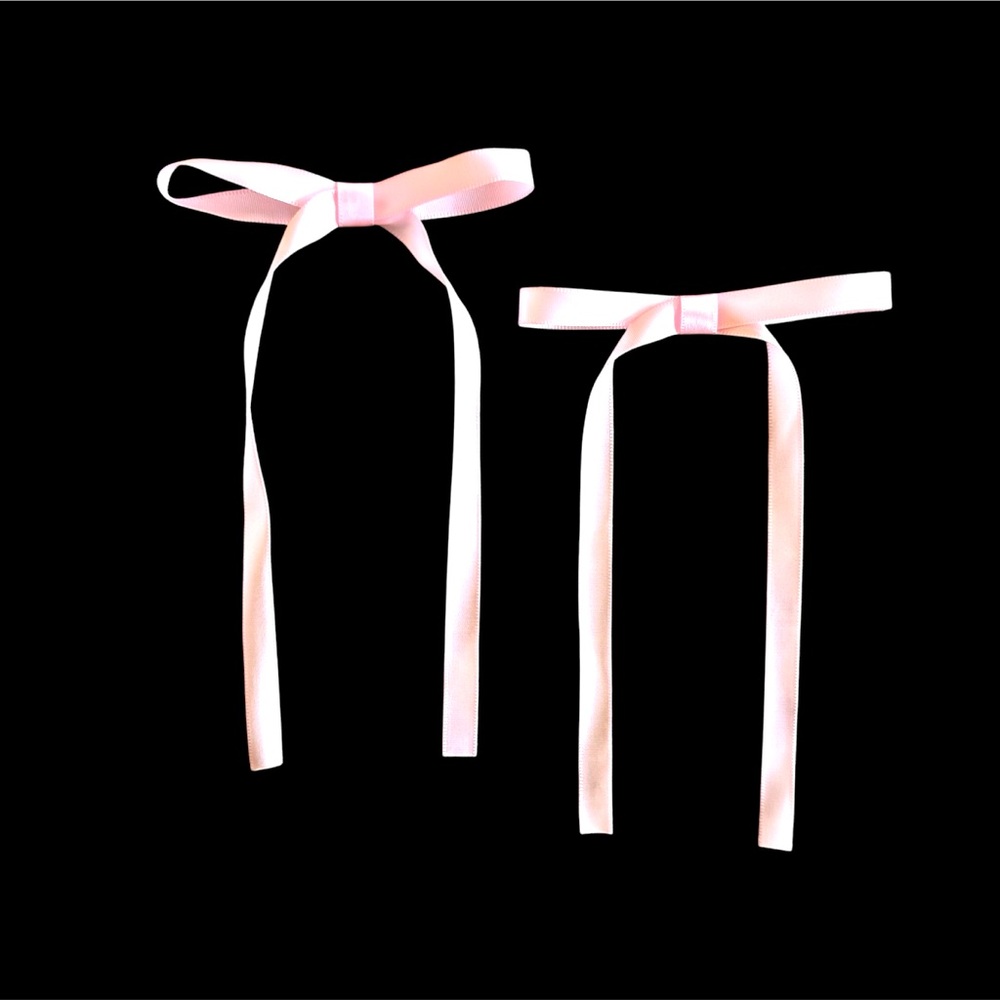 Light Pink Satin Ribbon Hair Clips Set of 2 NEW Girlhoodcore